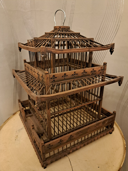 Chinese Pagoda Style Cage Exotic Wood
