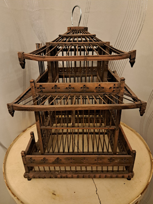 Chinese Pagoda Style Cage Exotic Wood