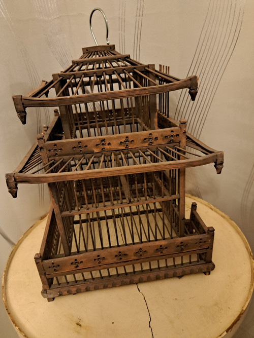 Chinese Pagoda Style Cage Exotic Wood