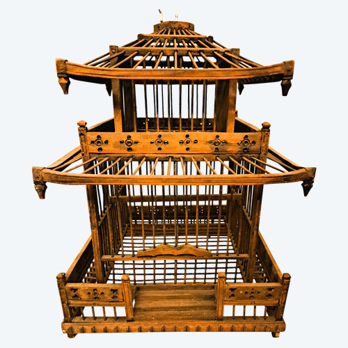 Chinese Pagoda Style Cage Exotic Wood