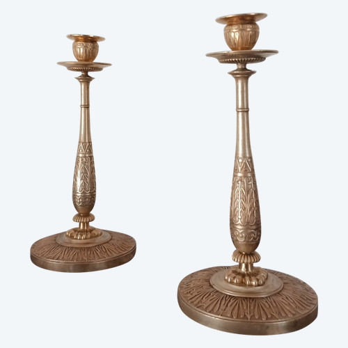 Claude Galle - pair of baluster candlesticks or torches - rich gilding - Empire period