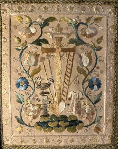 Broderie Aux Arma Christi - XVIIIe Siècle 