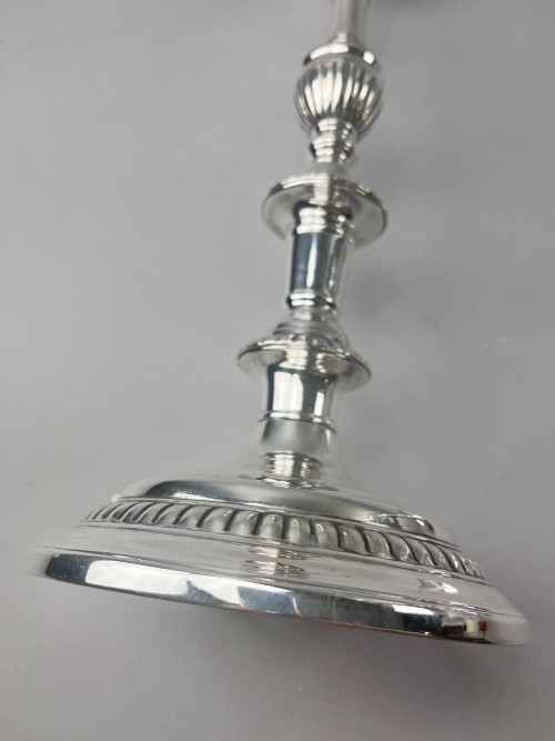 Pair of large silver-plated candlesticks