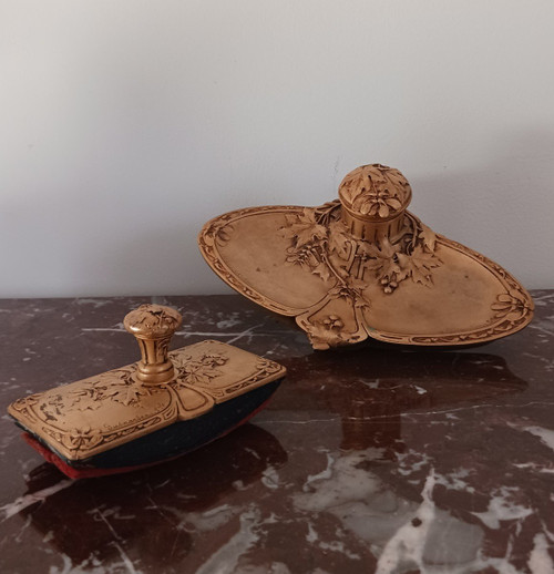 Guénardeau et Susse - rare gilt bronze inkwell and blotter signed - Art Nouveau, early 20th century