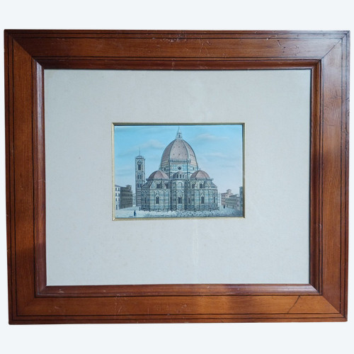Souvenir of the Grand Tour - veduti of the Duomo of Florence - pitch pine frame Louis Philippe period
