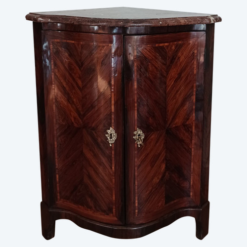 Adrien Fleury, circa 1760 - large two-leaf crossbow corner cabinet - Louis XV - amaranth and thick red marble