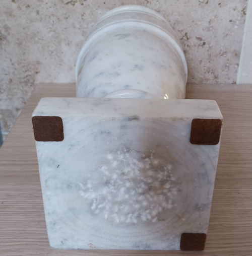 Opera italiana moderna - vaso a balaustra molto grande - marmo bianco massiccio Calacatta