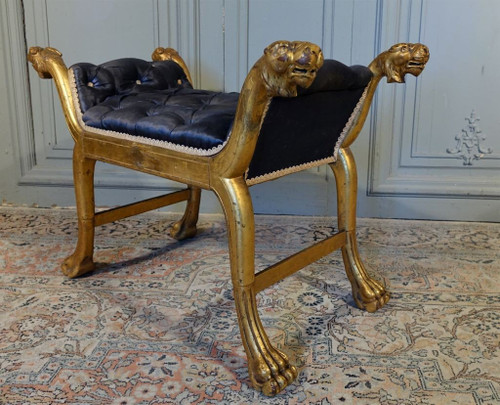 Tabouret De Style Empire En Bois Doré