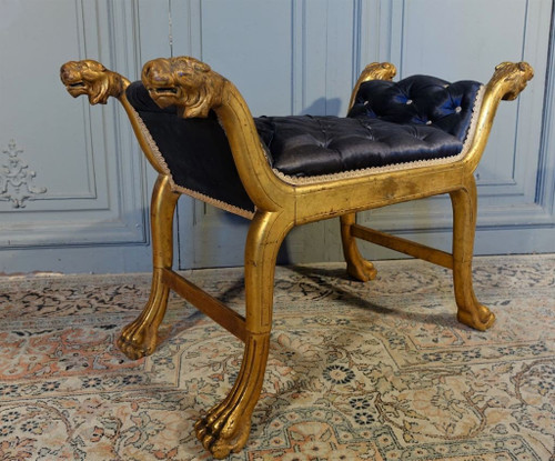 Tabouret De Style Empire En Bois Doré