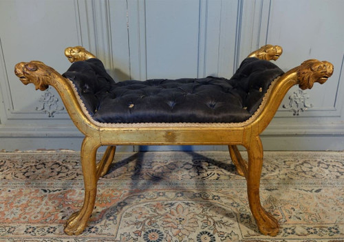 Tabouret De Style Empire En Bois Doré