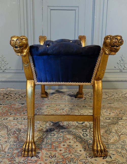 Tabouret De Style Empire En Bois Doré