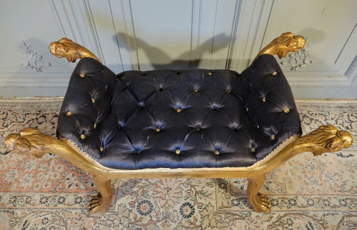 Tabouret De Style Empire En Bois Doré