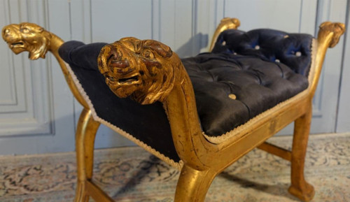 Tabouret De Style Empire En Bois Doré
