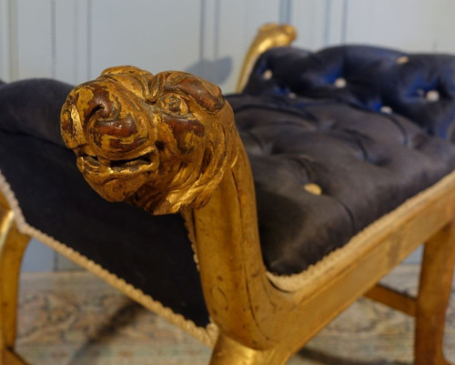 Tabouret De Style Empire En Bois Doré