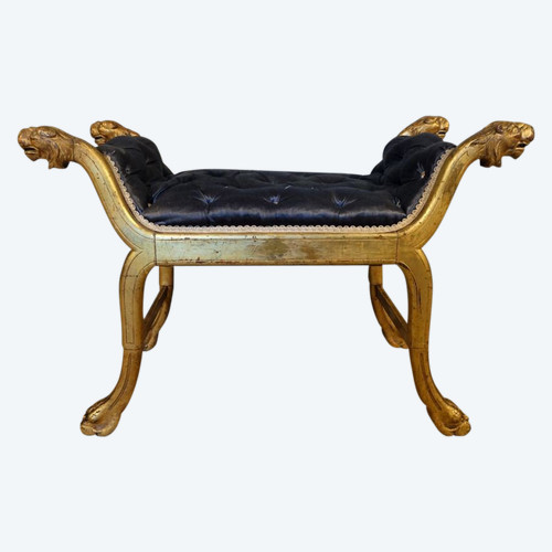 Tabouret De Style Empire En Bois Doré