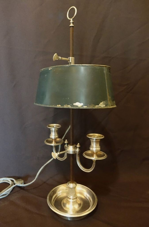 Lampe Bouillotte En Bronze Argenté
