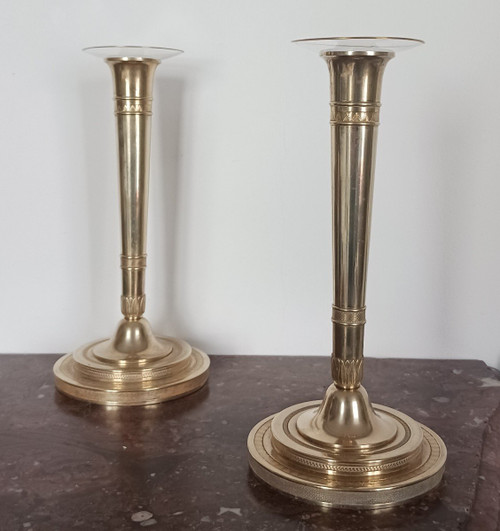 Paris, Consulate, Empire period - pair of bronze candlesticks or torches - imperial model