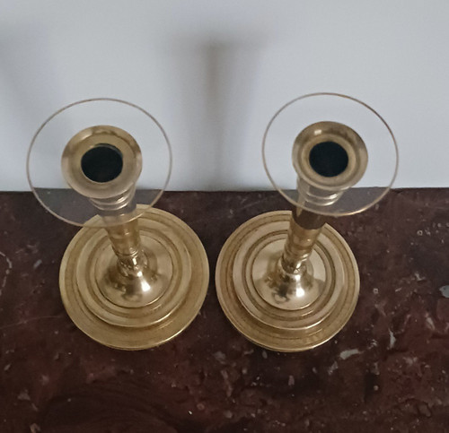 Paris, Consulate, Empire period - pair of bronze candlesticks or torches - imperial model