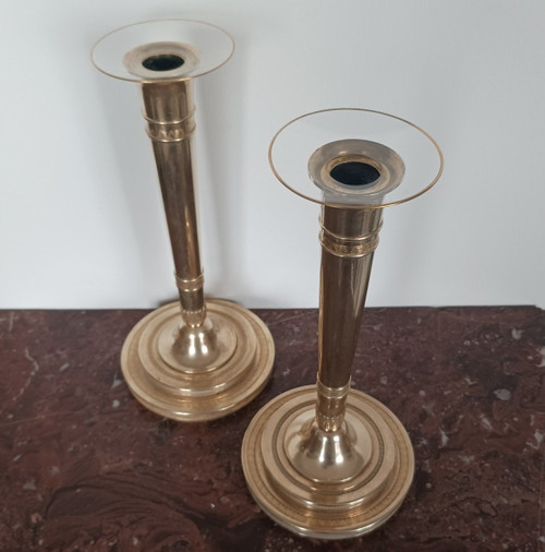 Paris, Consulate, Empire period - pair of bronze candlesticks or torches - imperial model