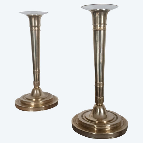 Paris, Consulate, Empire period - pair of bronze candlesticks or torches - imperial model