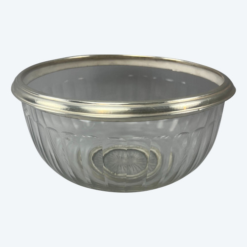 Saladier en cristal cerclé argent modèle Harcourt 