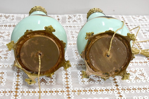 Paire de lampes à pétrole électrifiées – XIXe