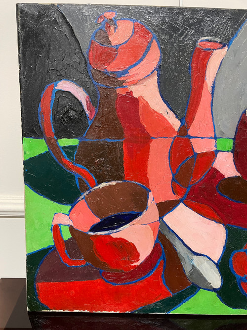Françoise Jacquelin - Natura morta in stile cubista "Le café rouge