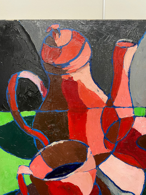 Françoise Jacquelin - Natura morta in stile cubista "Le café rouge