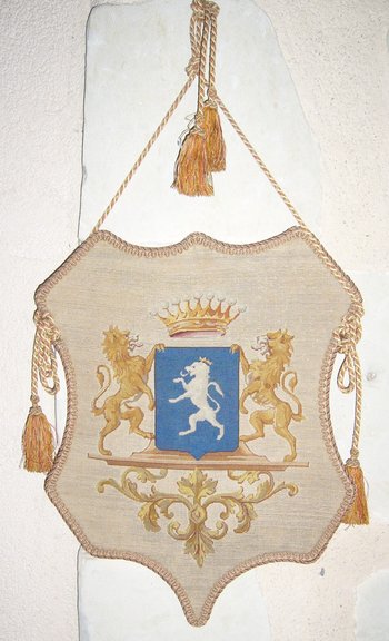Decorative panel embroidered with arloiries de comte late 19th century