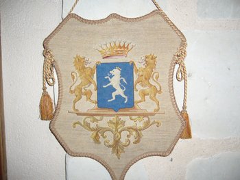 Decorative panel embroidered with arloiries de comte late 19th century