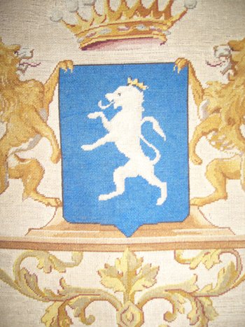 Decorative panel embroidered with arloiries de comte late 19th century
