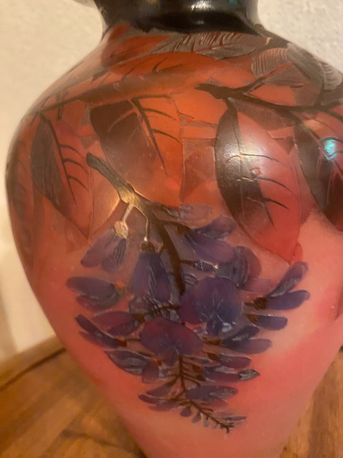 multi-layered glass vase signed Peynaud