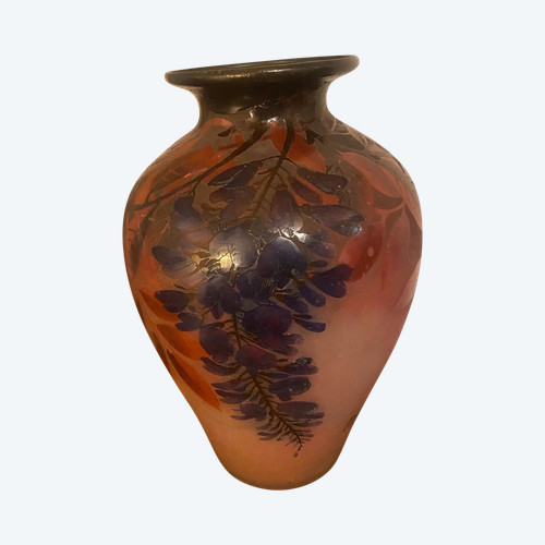 multi-layered glass vase signed Peynaud