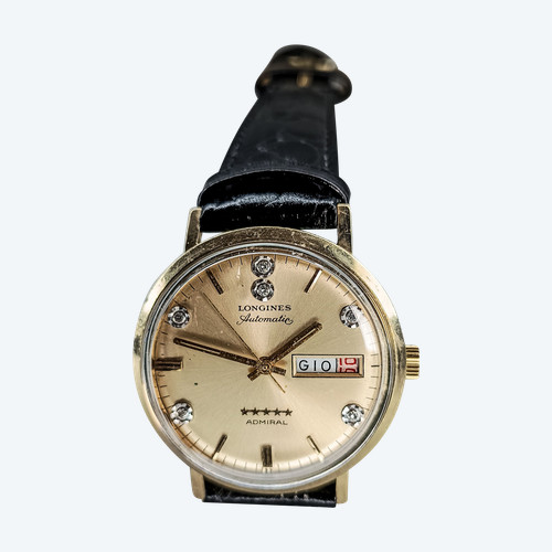 LONGINES Admiral, Automatico. Placcato oro + diamanti