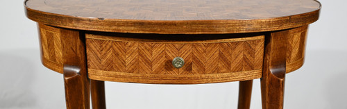 Kleiner Salontisch aus Intarsien, Übergangsstil Louis XV Louis XVI - 1920