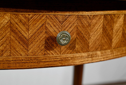 Kleiner Salontisch aus Intarsien, Übergangsstil Louis XV Louis XVI - 1920