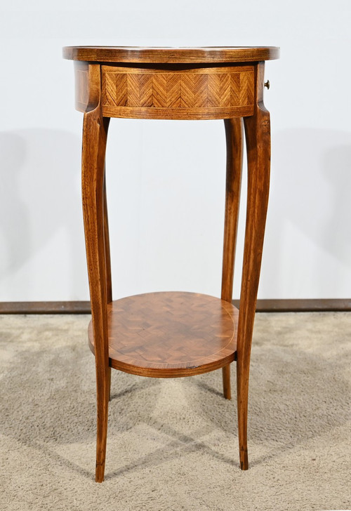 Kleiner Salontisch aus Intarsien, Übergangsstil Louis XV Louis XVI - 1920