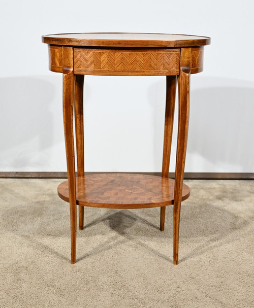 Kleiner Salontisch aus Intarsien, Übergangsstil Louis XV Louis XVI - 1920