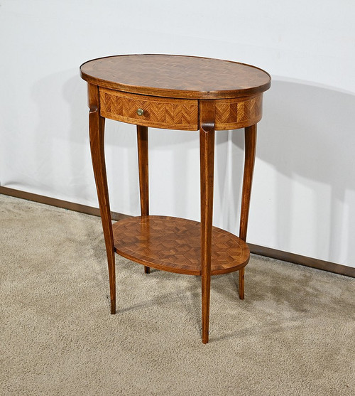 Kleiner Salontisch aus Intarsien, Übergangsstil Louis XV Louis XVI - 1920