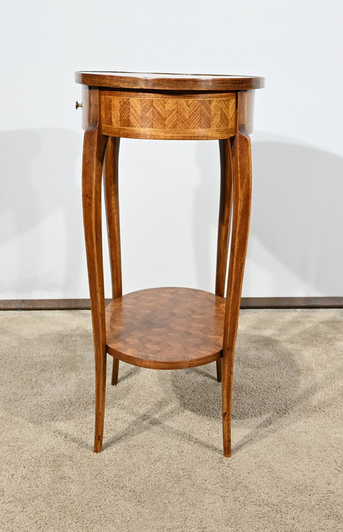 Kleiner Salontisch aus Intarsien, Übergangsstil Louis XV Louis XVI - 1920
