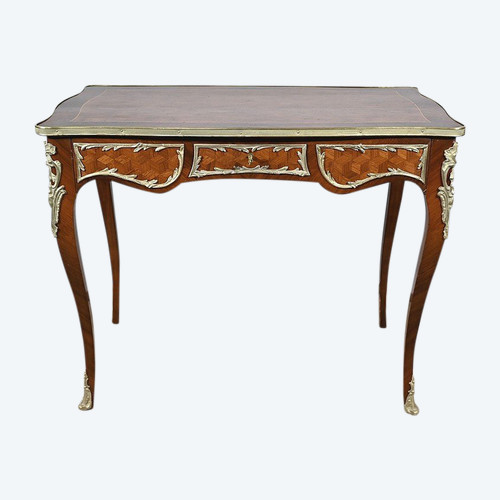 Tavolo in palissandro e intarsio, stile Luigi XV - Inizio XX secolo