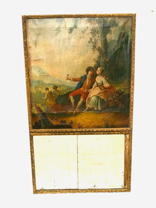 Louis XV style trumeau in carved wood XIX century