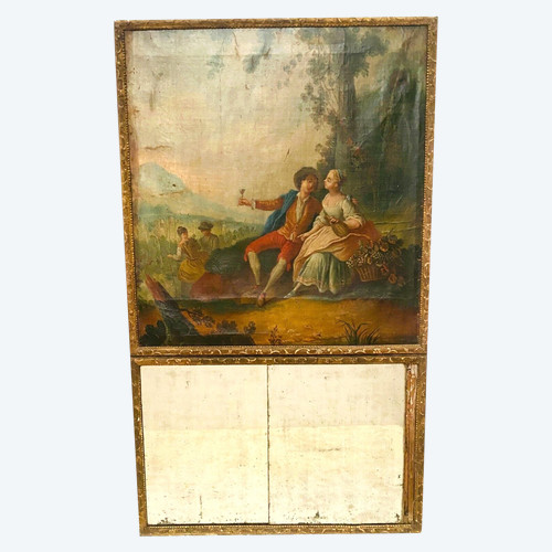 Louis XV style trumeau in carved wood XIX century