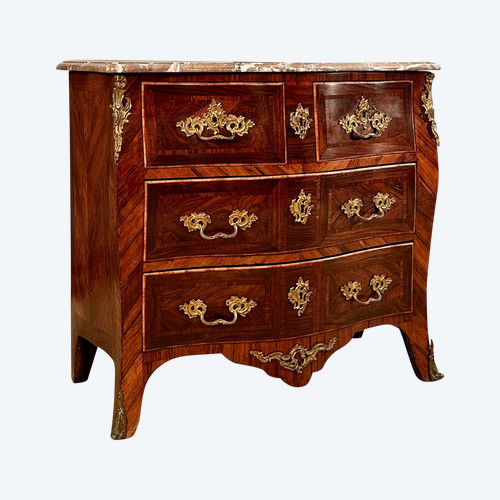 Pierre Fléchy, Commode d'Entre Deux En Marqueterie Estampillée d'Epoque Louis XV Um 1760