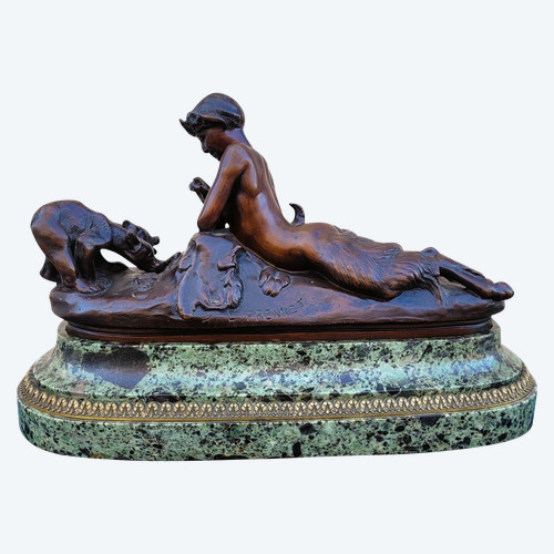 E Frémiet, Pan Et Oursons, Bronze Signed, Late 19th Early 20th Century
