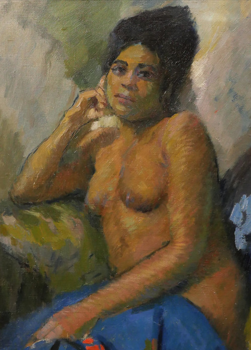 Elie Anatole PAVIL 1873-1948 La Martiniquaise, femme nue, dipinto, 1930 ca.