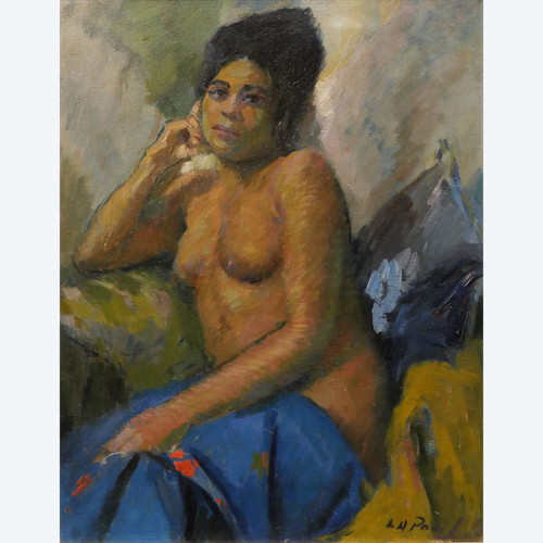 Elie Anatole PAVIL 1873-1948 La Martiniquaise, femme nue, dipinto, 1930 ca.