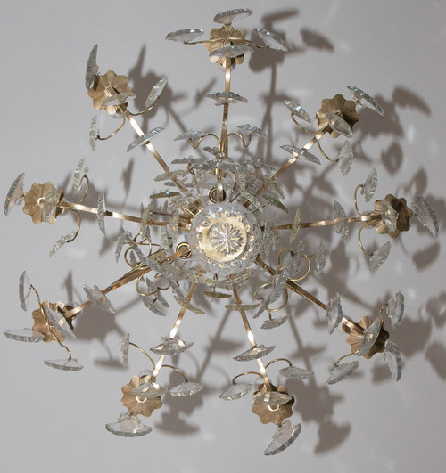 Lampadario a gabbia in bronzo e cristallo in stile Luigi XV, circa 1880
