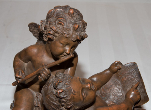  Psiche e Cupido in terracotta firmati Fernand Cian Paris