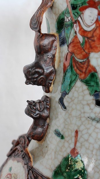 Large Baluster Vase, Cracked Canton Porcelain, China - Nineteenth